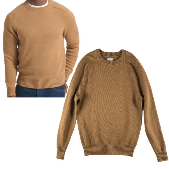 Men's J. CREW Heritage cotton crewneck sweater Camel Beige XS - Picture 1 of 6